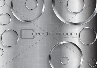 Metal tech vector background with circles