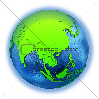 Southeast Asia on green Earth