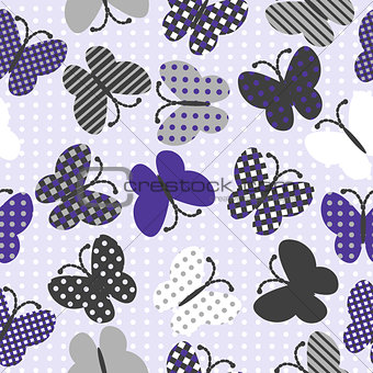 Seamless background with patterned butterflies