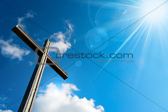 Christian Cross Against a Blue Sky