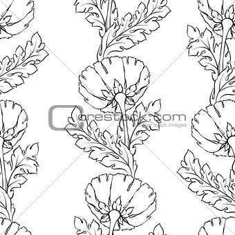 Floral seamless pattern. Flower background. Flourish tiled wallpaper and stylized acanthus leaves