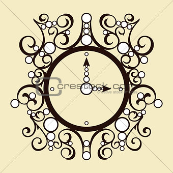 Vector old vintage clock on beige background
