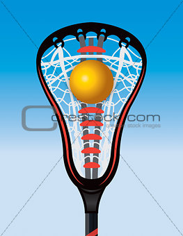 Closeup of Lacrosse Stick Pocket and Ball