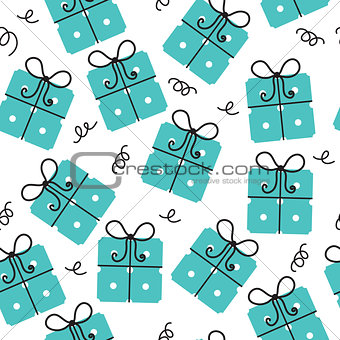 Gift seamless texture. Gifts background. Celebratory background. Vector illustration.