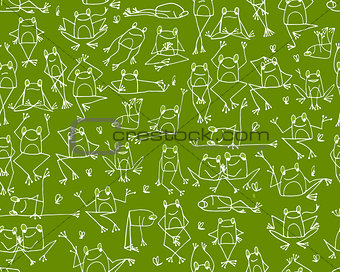 Funny frogs pattern, sketch for your design