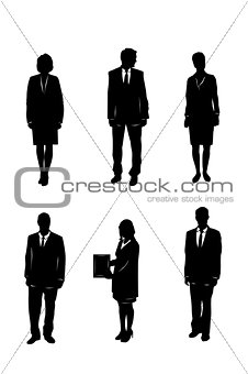 Six business people silhouettes