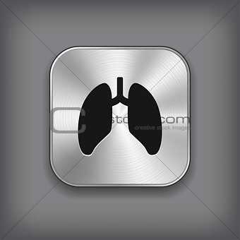 Lungs icon - vector metal app button