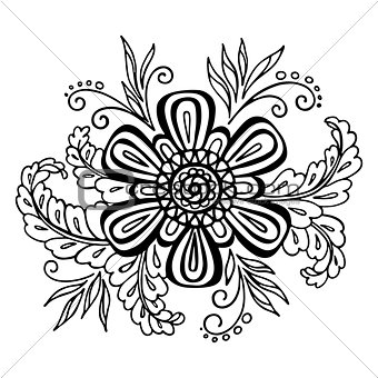 Floral Outline Calligraphic Pattern