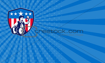 Business card American Patriot Beer Keg Flag Crest Retro