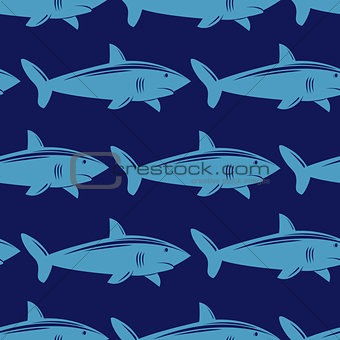 Seamless pattern with shark in water