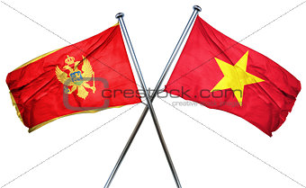 Montenegro flag with Vietnam flag, 3D rendering