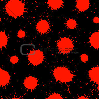 Bloodstains on black. Seamless vector pattern