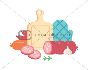 Meat cutting vector set.