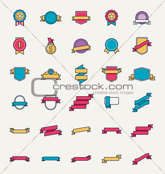 Vector linear badges and ribbons