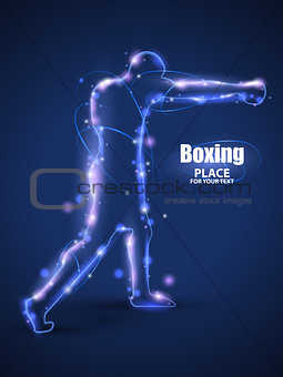 Motion design.Abstract boxing from dot,Blur and light. isolated on black background. Vector illustration
