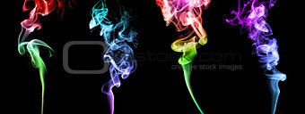 Set of bright colored smoke