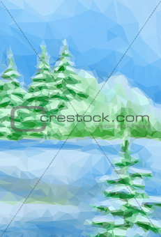 Winter Christmas Forest Landscape