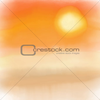 Watercolor sunset background 
