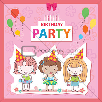 Illustration of a Birthday Celebrant three girls