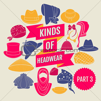 Kinds of headwear. Part 3