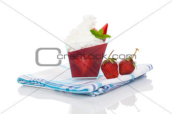 Delicious strawberry jelly dessert.