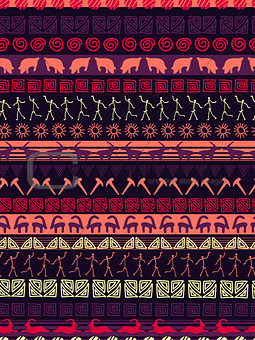 Vector tribal striped seamless pattern. Geometric background. Folk ornamental textile.