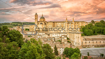 Urbino Marche Italy at evening time