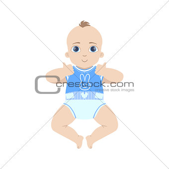 Baby In Blue Showing Thumbs Up