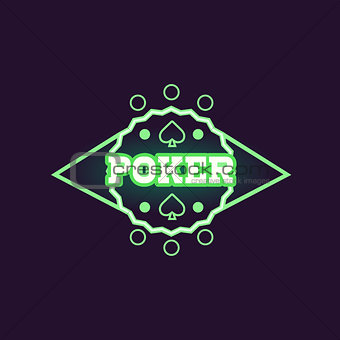 Round Green Poker Neon Sign