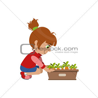 Little Girl Growing Carrots