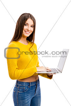 Girl working with a laptop