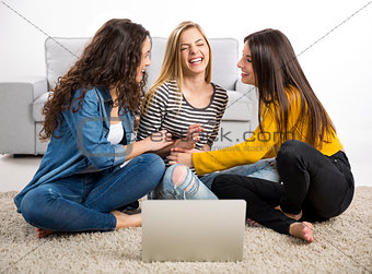 Girls studying at home 