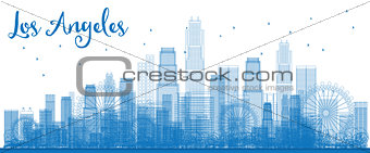 Outline Los Angeles Skyline with Blue Buildings. 