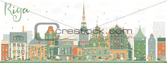 Abstract Riga Skyline with Color Landmarks. 