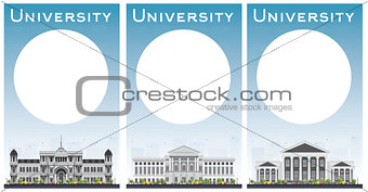 Set of university study banners with copy space.