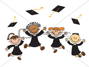 vector illustration of happy graduates with mortarboard