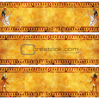 Set of grunge banner with Egyptian gods images