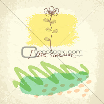 Vector hand drawn floral template card