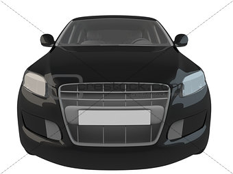 3D rendering black car isolated on white background