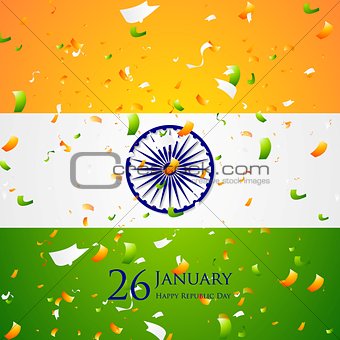 Bright confetti on Indian flag background