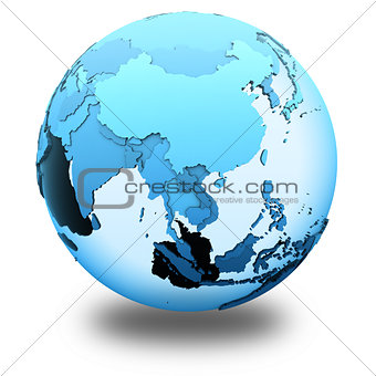 Southeast Asia on translucent Earth