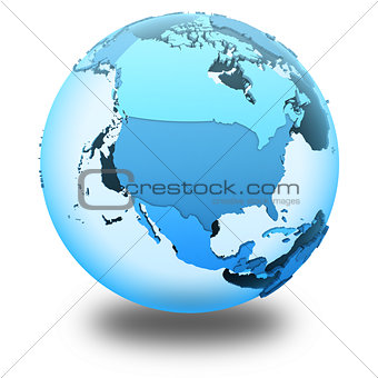 North America on translucent Earth