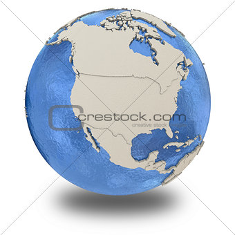 North America on model of planet Earth