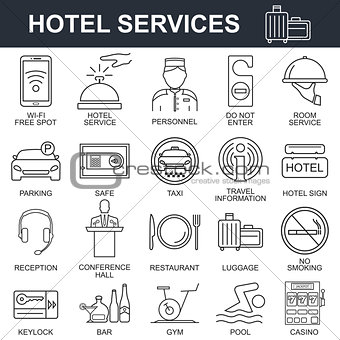 Hotel icons set.
