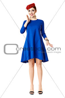 Happy Woman In Blue Dress
