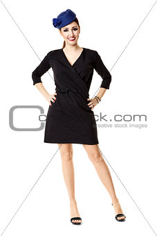 Happy Woman In Black Dress