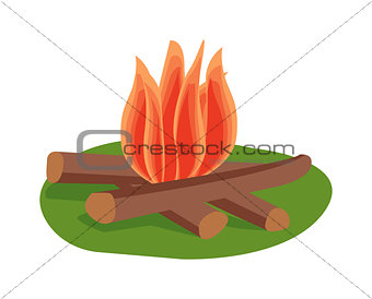 Bonfire isolated vector illustration.