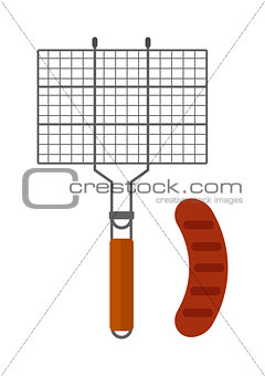 Grilling basket vector illustration.