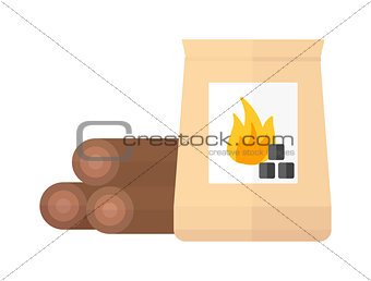 Firewood and charcoal vector illustration.