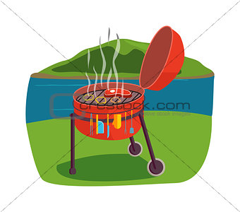 Outdoor grill vector illustration.